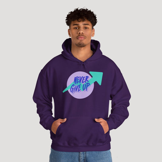 Motivational Hoodie - 'Never Give Up' Unisex Heavy Blend Sweatshirt