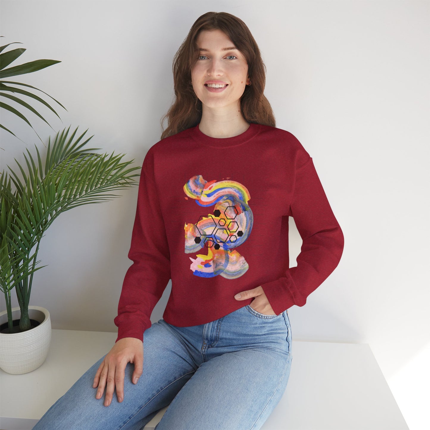 Colorful Abstract Art Sweatshirt - Unisex Heavy Blend™ Crewneck