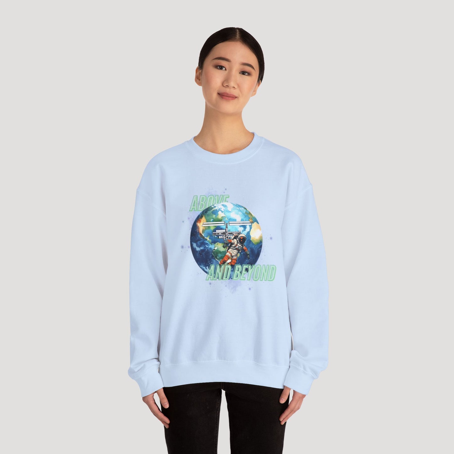 Above and Beyond Space Sweatshirt - Unisex Heavy Blend™ Crewneck for Cosmic Lovers