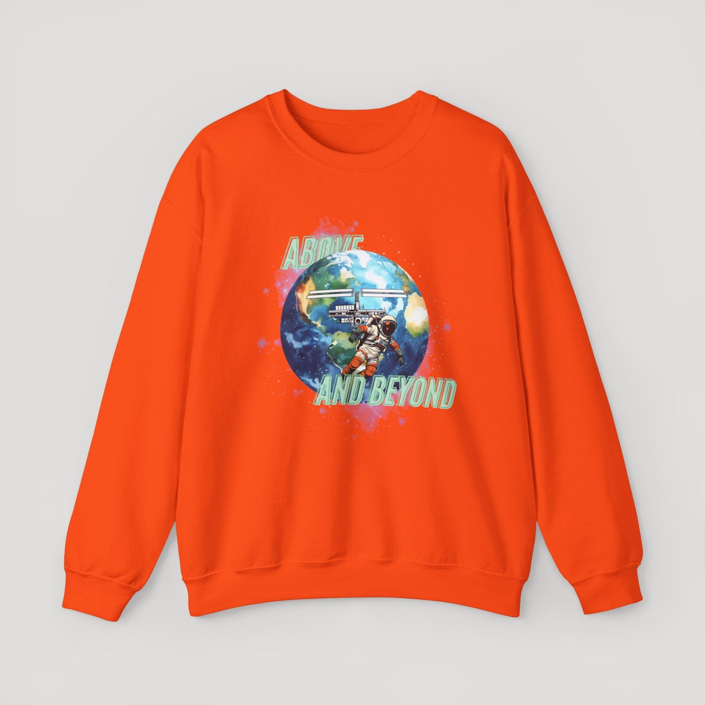 Above and Beyond Space Sweatshirt - Unisex Heavy Blend™ Crewneck for Cosmic Lovers