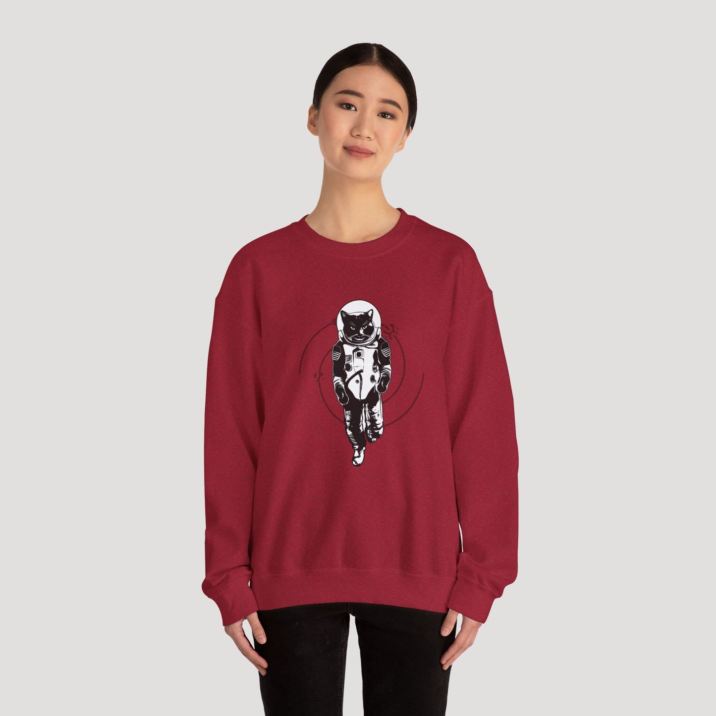 Astronaut Cat Unisex Heavy Blend™ Crewneck Sweatshirt - Cosmic Vibe Apparel