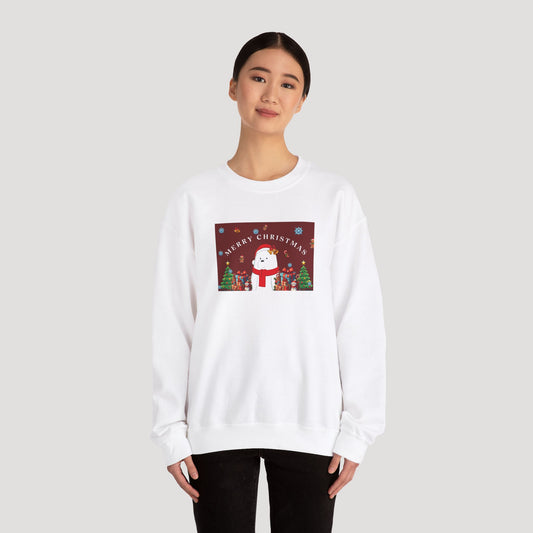 Merry Christmas Polar Bear Crewneck Sweatshirt - Unisex Heavy Blend