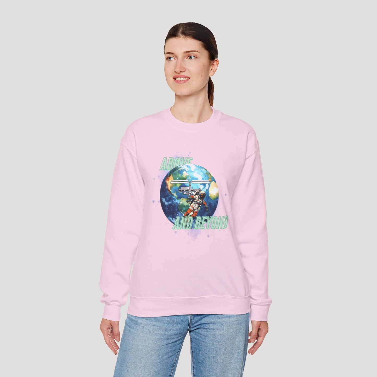 Above and Beyond Space Sweatshirt - Unisex Heavy Blend™ Crewneck for Cosmic Lovers