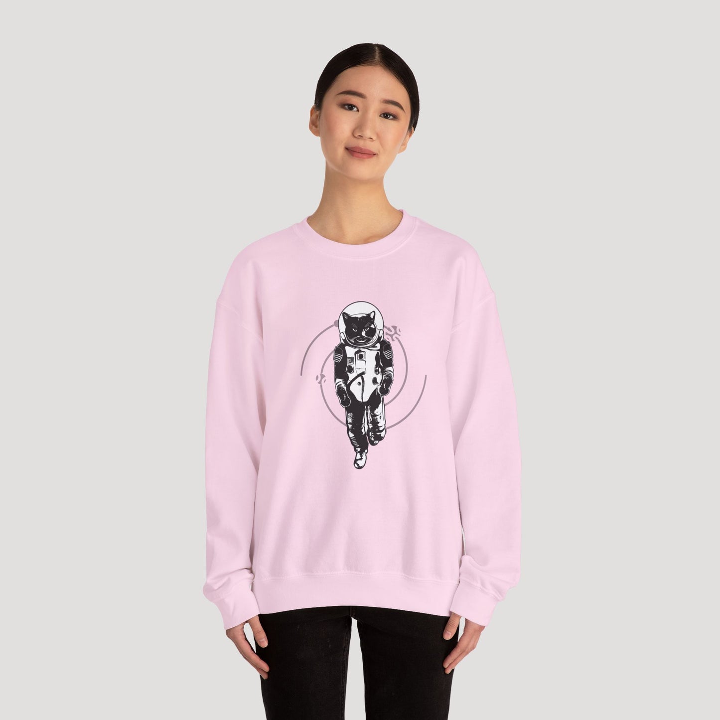 Astronaut Cat Unisex Heavy Blend™ Crewneck Sweatshirt - Cosmic Vibe Apparel