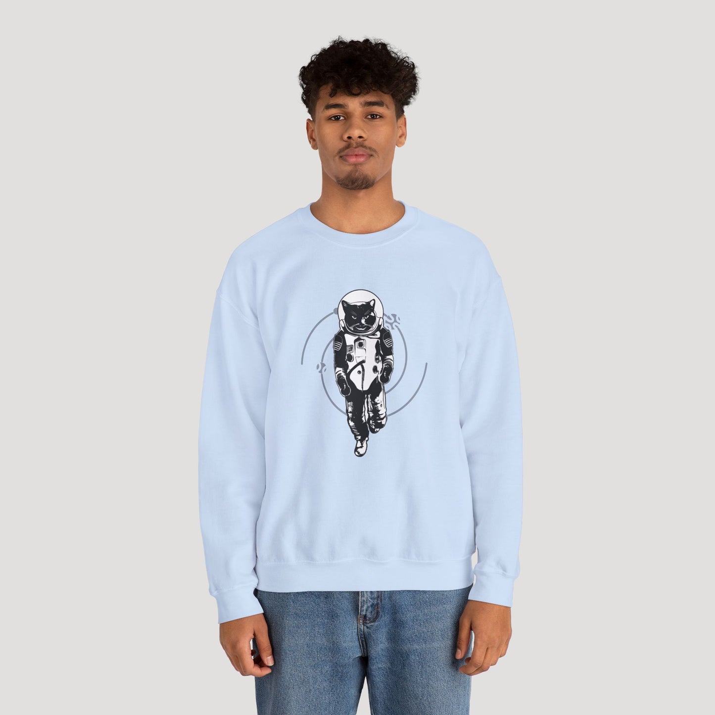 Astronaut Cat Unisex Heavy Blend™ Crewneck Sweatshirt - Cosmic Vibe Apparel