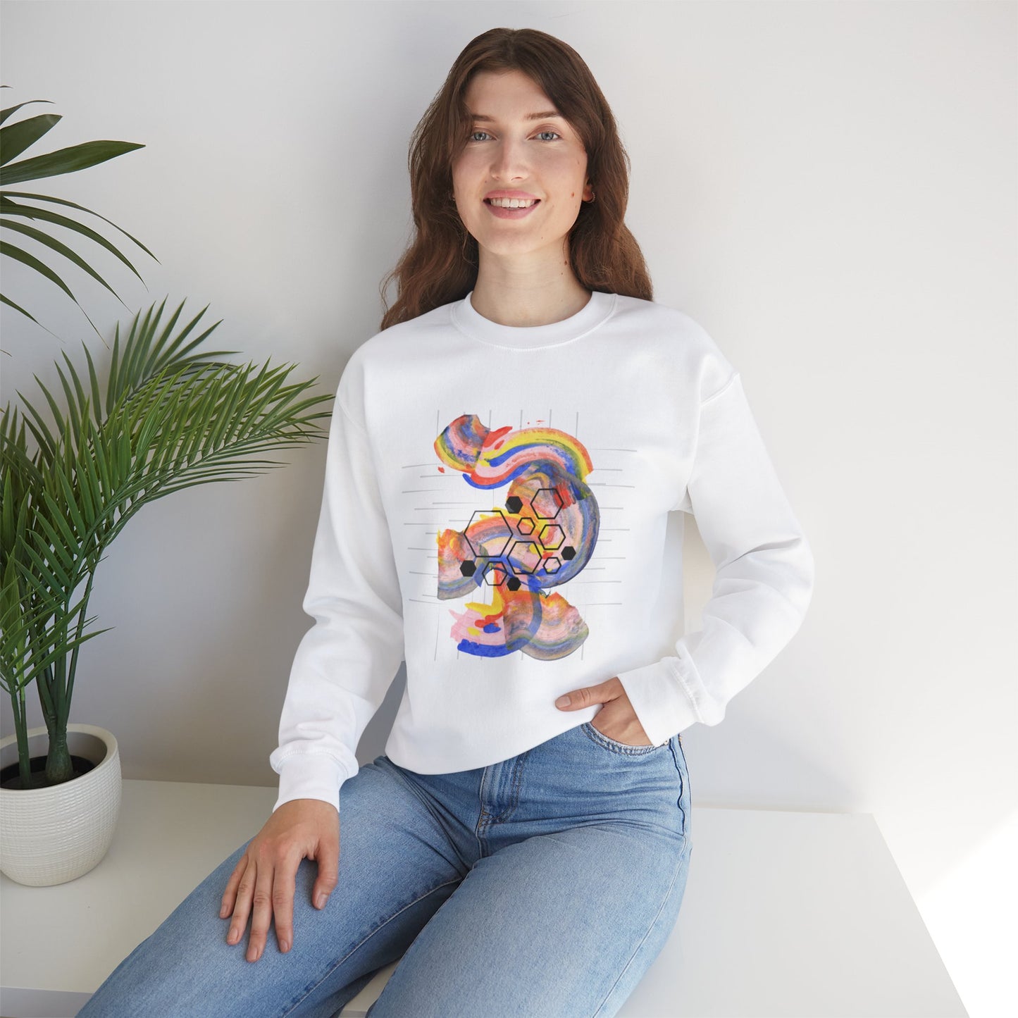 Colorful Abstract Art Sweatshirt - Unisex Heavy Blend™ Crewneck