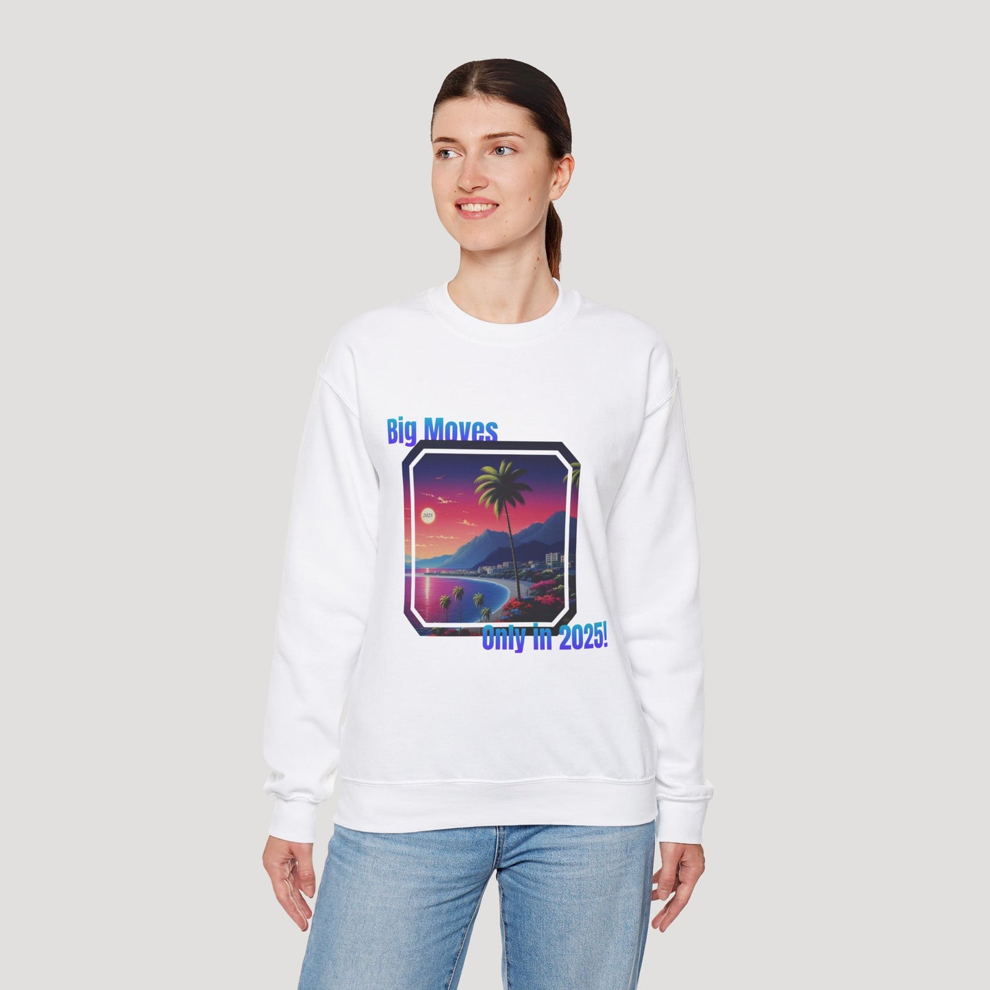 Big Moves 2025 Unisex Crewneck Sweatshirt - Retro Coastal Vibes