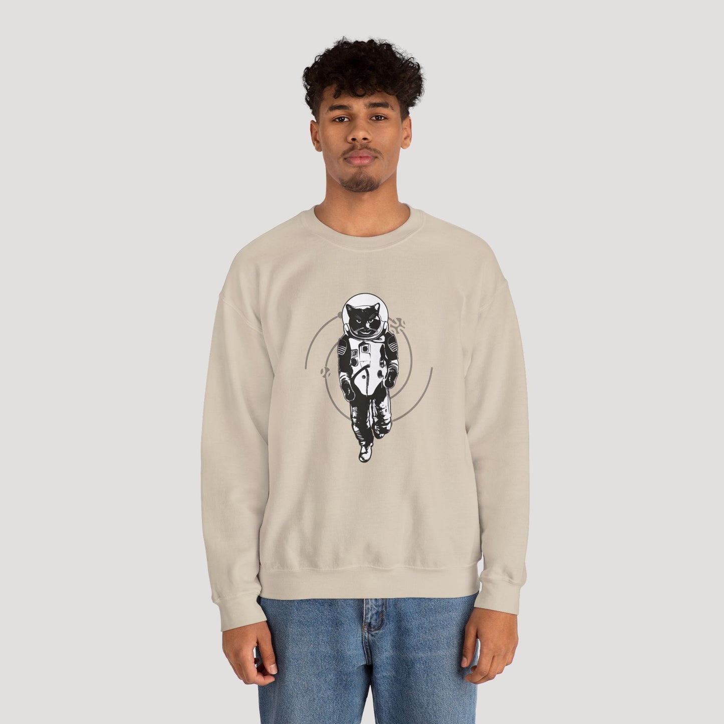 Astronaut Cat Unisex Heavy Blend™ Crewneck Sweatshirt - Cosmic Vibe Apparel