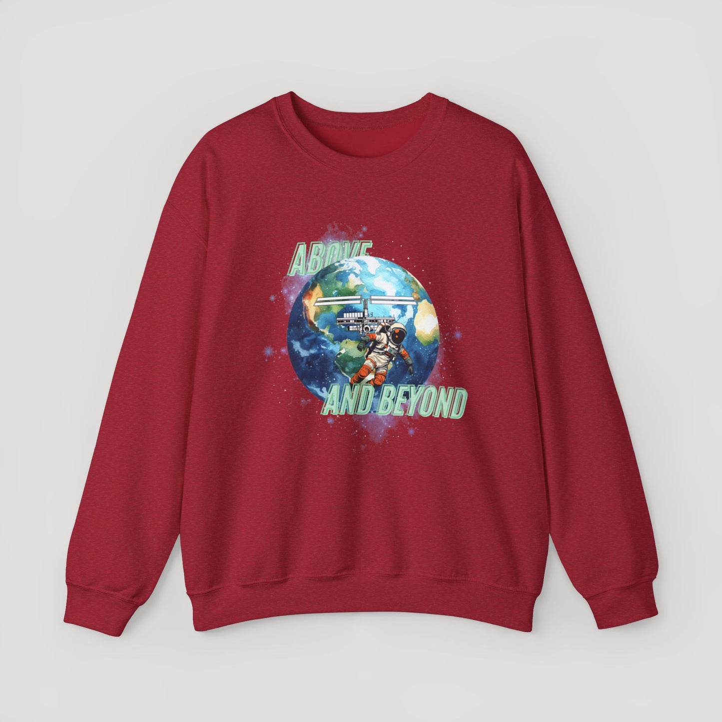 Above and Beyond Space Sweatshirt - Unisex Heavy Blend™ Crewneck for Cosmic Lovers