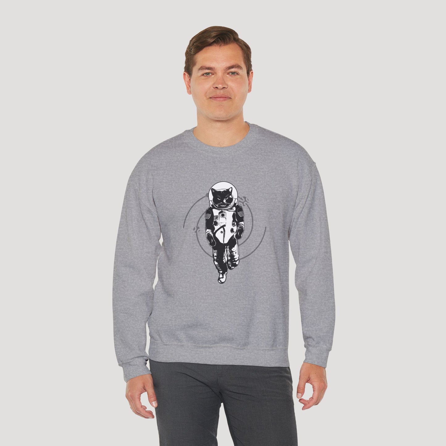 Astronaut Cat Unisex Heavy Blend™ Crewneck Sweatshirt - Cosmic Vibe Apparel