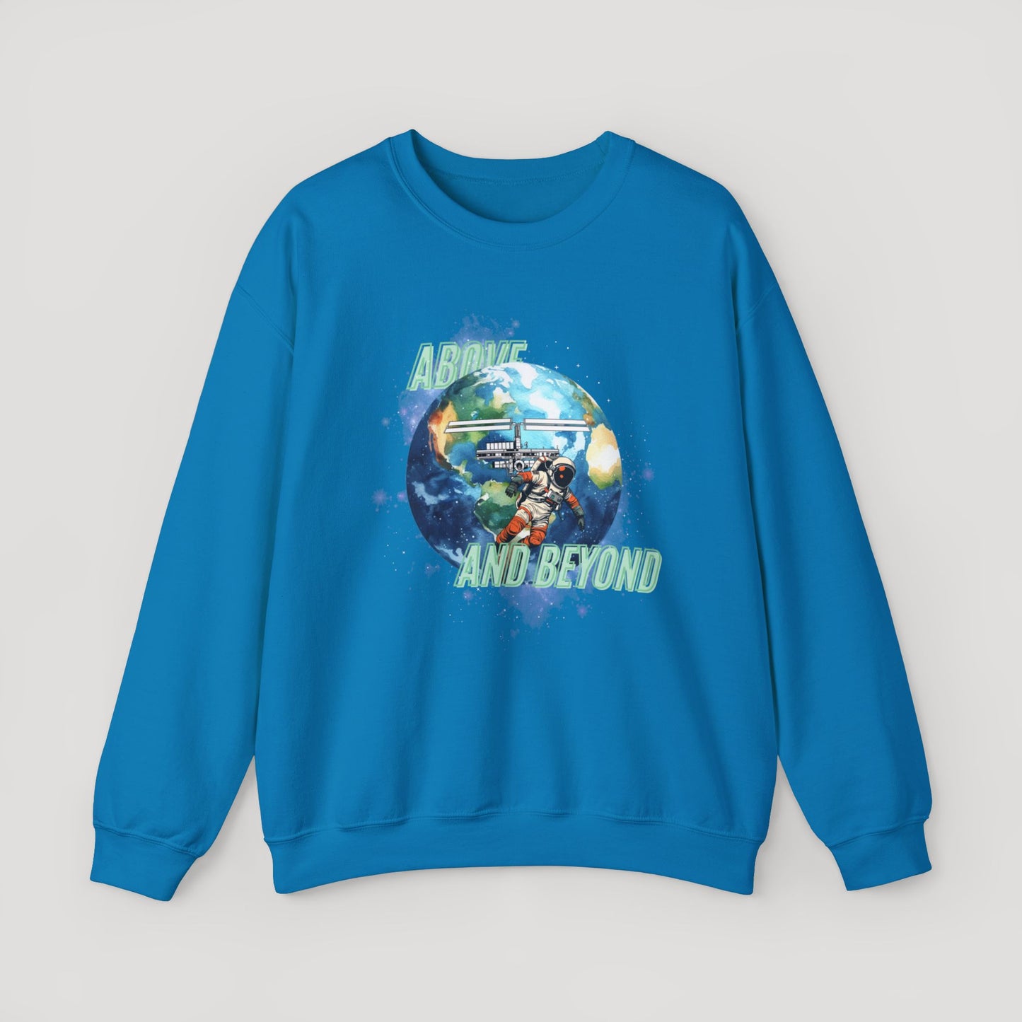 Above and Beyond Space Sweatshirt - Unisex Heavy Blend™ Crewneck for Cosmic Lovers