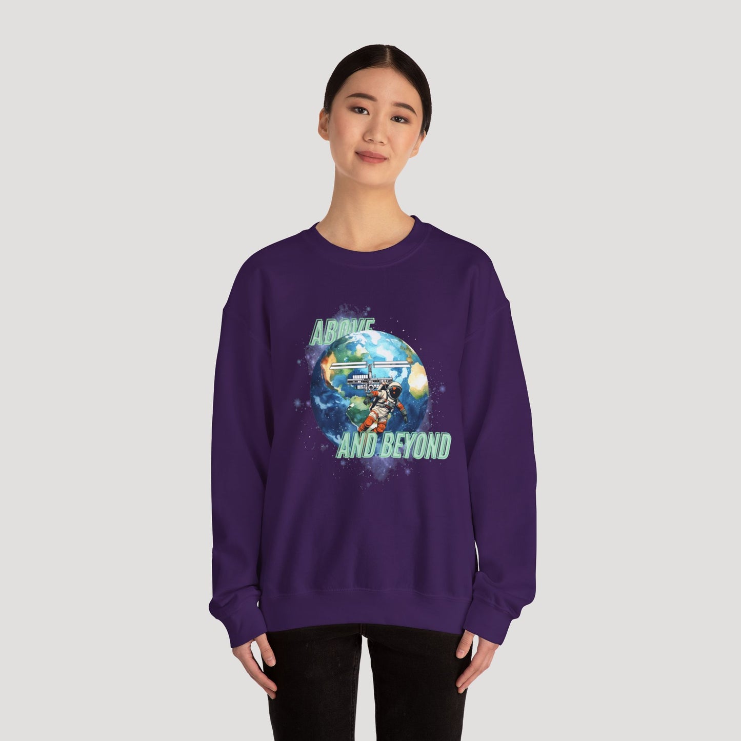 Above and Beyond Space Sweatshirt - Unisex Heavy Blend™ Crewneck for Cosmic Lovers