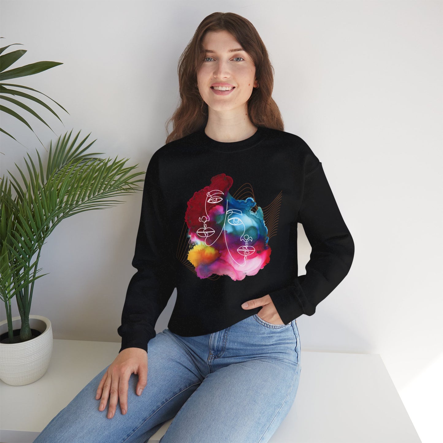 Artistic Unisex Crewneck Sweatshirt - Colorful Abstract Design