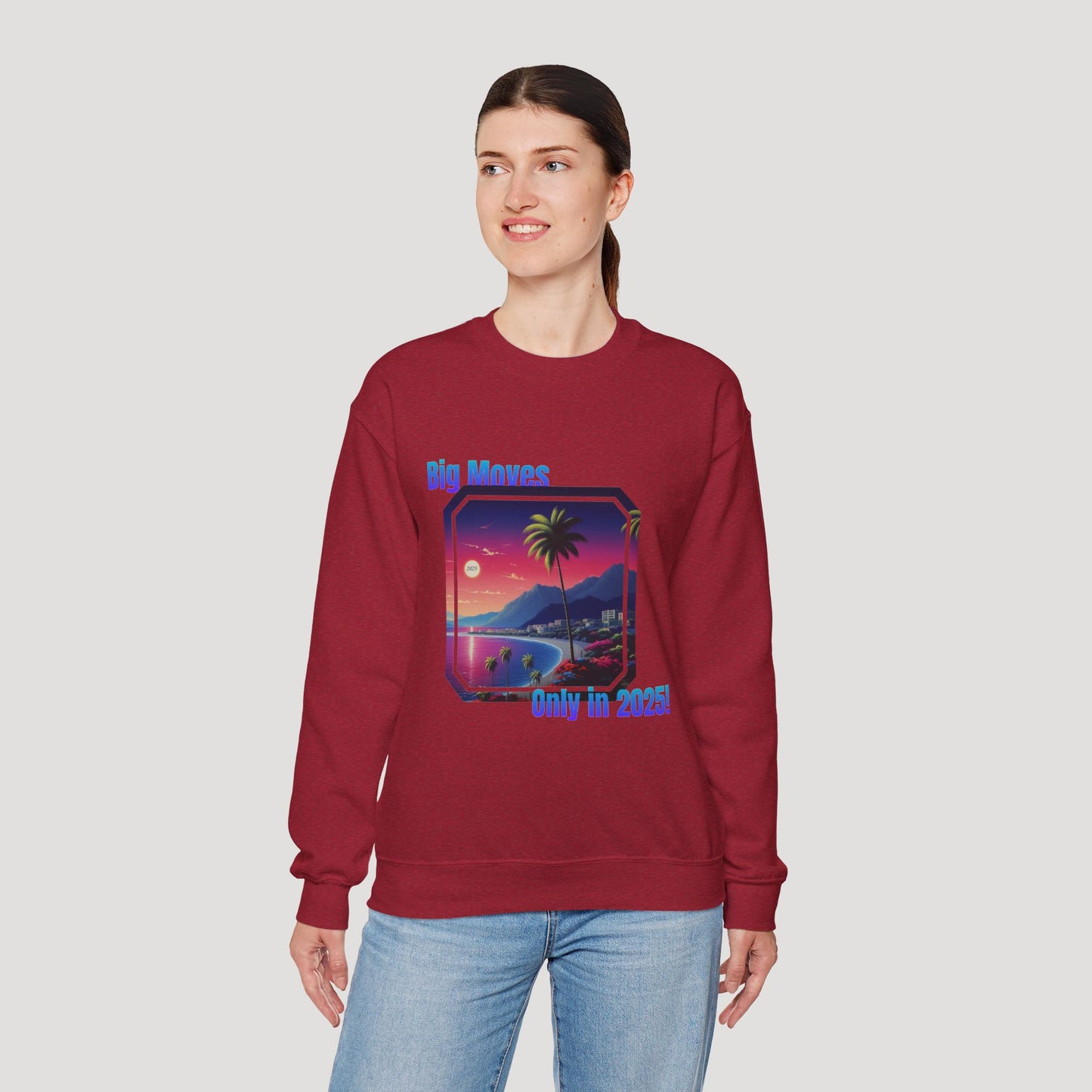 Big Moves 2025 Unisex Crewneck Sweatshirt - Retro Coastal Vibes