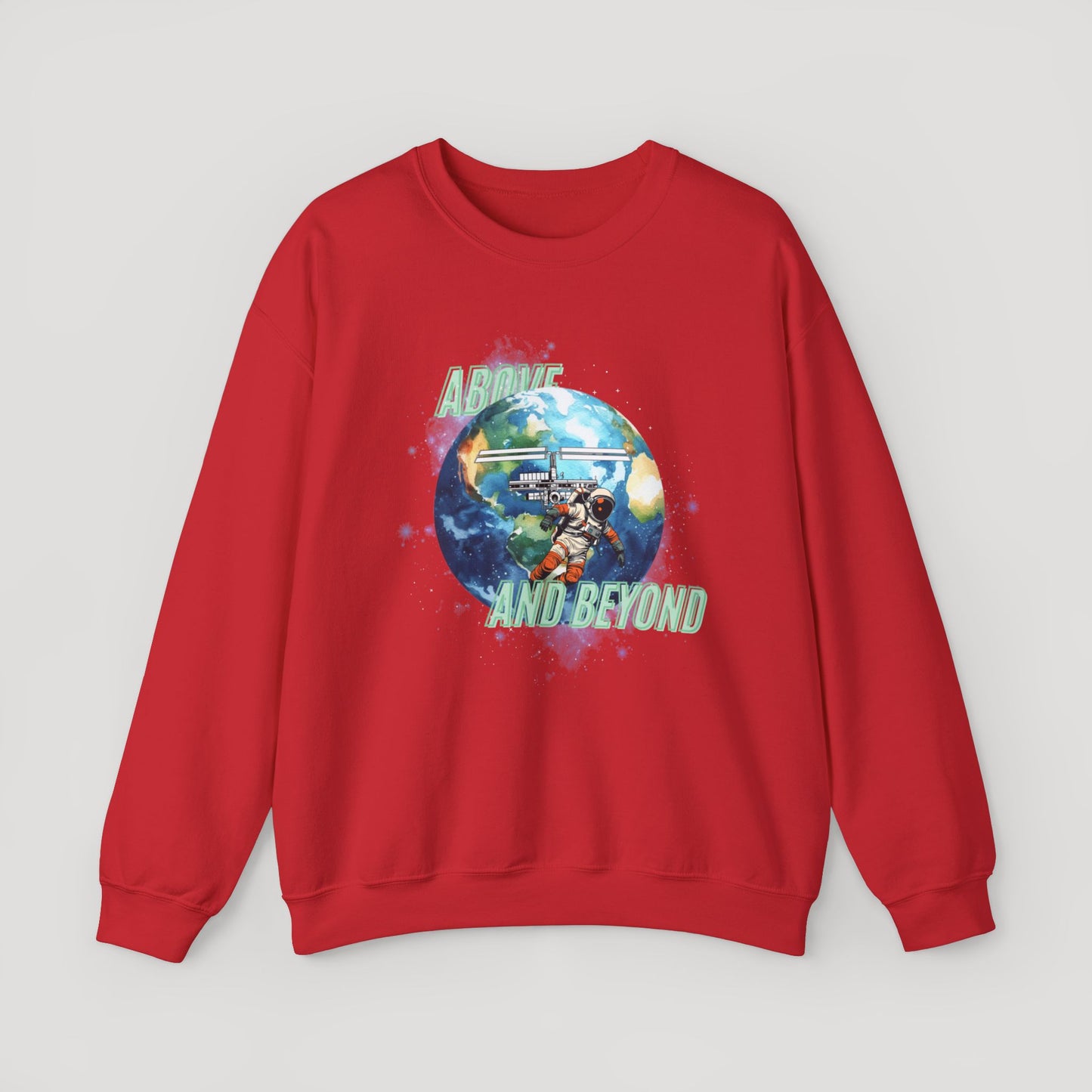 Above and Beyond Space Sweatshirt - Unisex Heavy Blend™ Crewneck for Cosmic Lovers