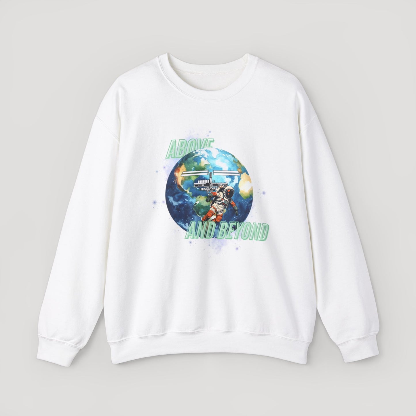 Above and Beyond Space Sweatshirt - Unisex Heavy Blend™ Crewneck for Cosmic Lovers