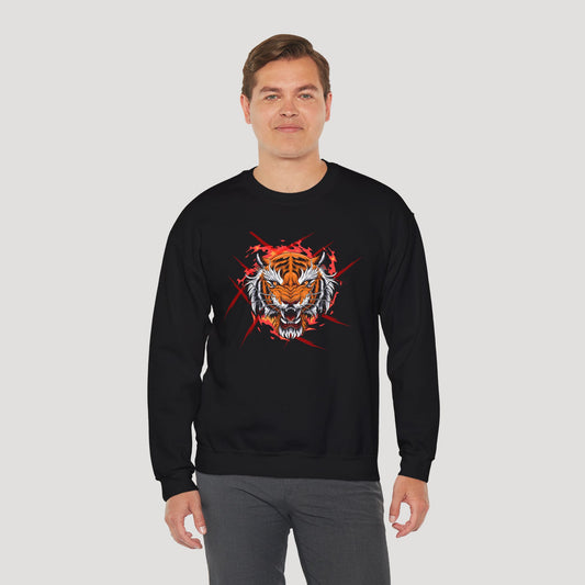 Fierce Tiger Unisex Heavy Blend™ Crewneck Sweatshirt - Bold Fashion for Animal Lovers