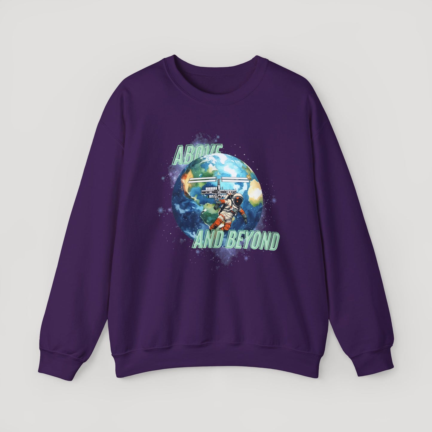 Above and Beyond Space Sweatshirt - Unisex Heavy Blend™ Crewneck for Cosmic Lovers