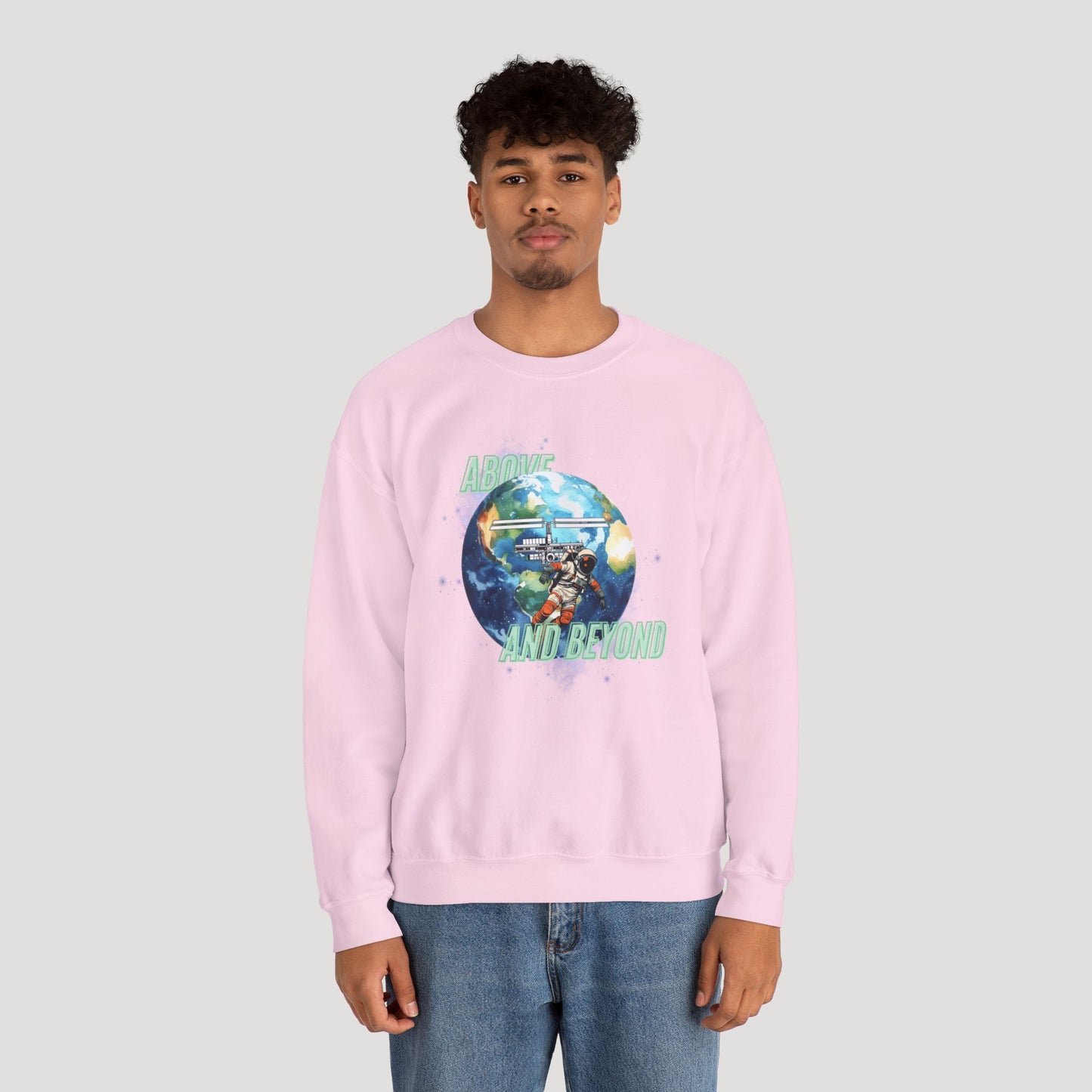 Above and Beyond Space Sweatshirt - Unisex Heavy Blend™ Crewneck for Cosmic Lovers