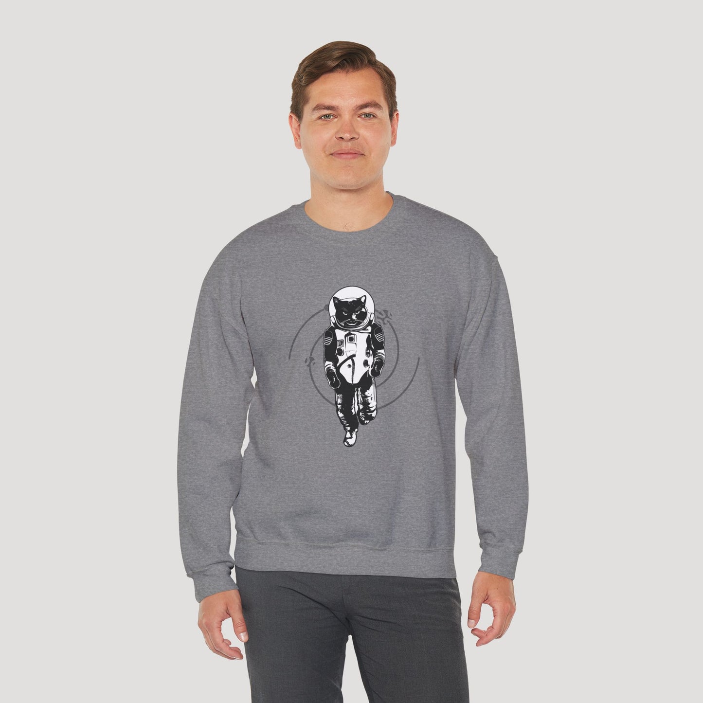 Astronaut Cat Unisex Heavy Blend™ Crewneck Sweatshirt - Cosmic Vibe Apparel