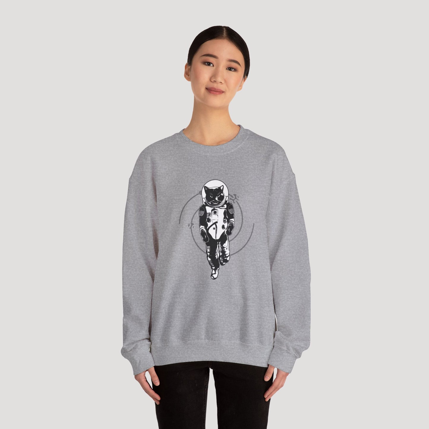 Astronaut Cat Unisex Heavy Blend™ Crewneck Sweatshirt - Cosmic Vibe Apparel