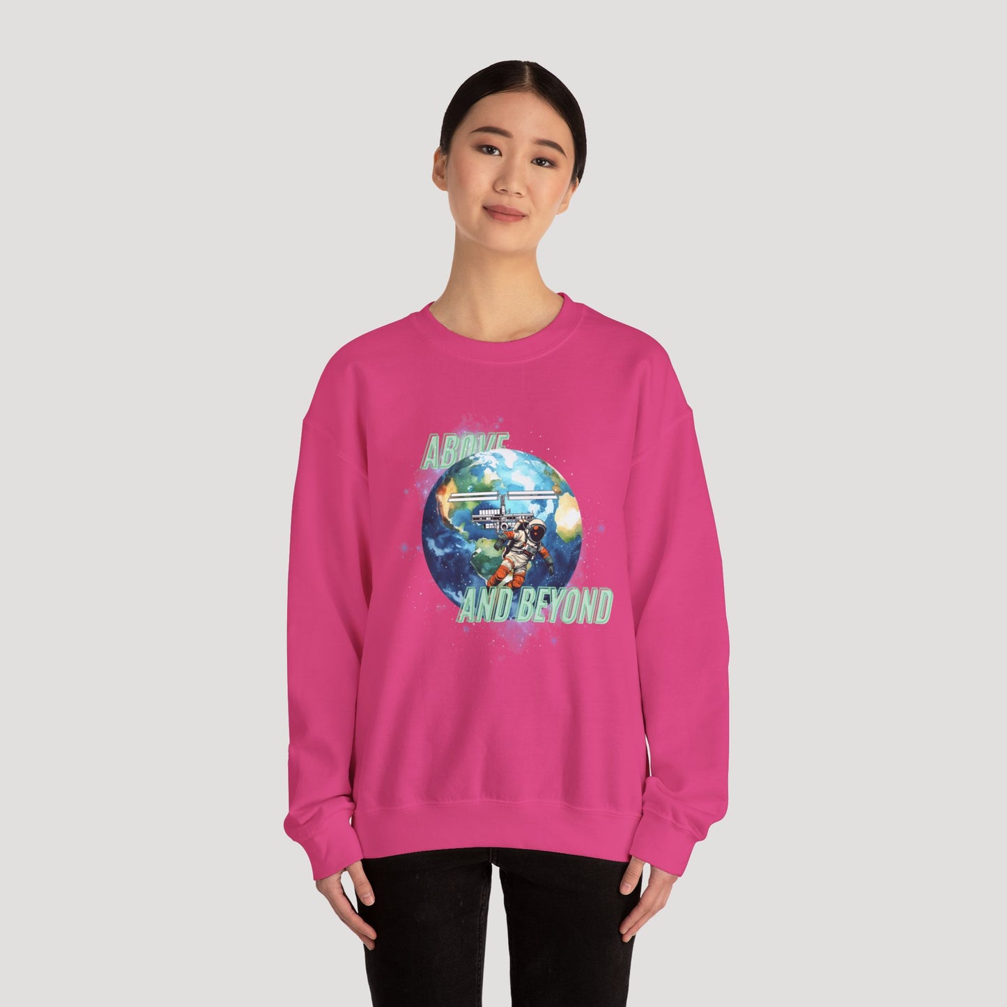 Above and Beyond Space Sweatshirt - Unisex Heavy Blend™ Crewneck for Cosmic Lovers