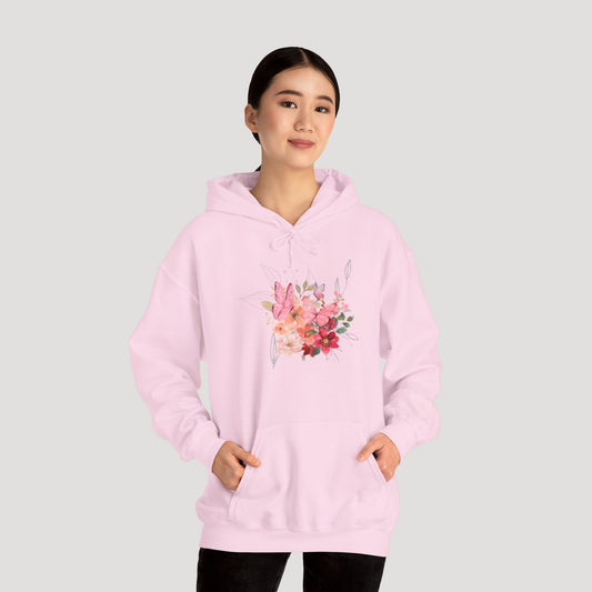 Floral Design Unisex Hooded Sweatshirt - Cozy & Stylish Floral Hoodie