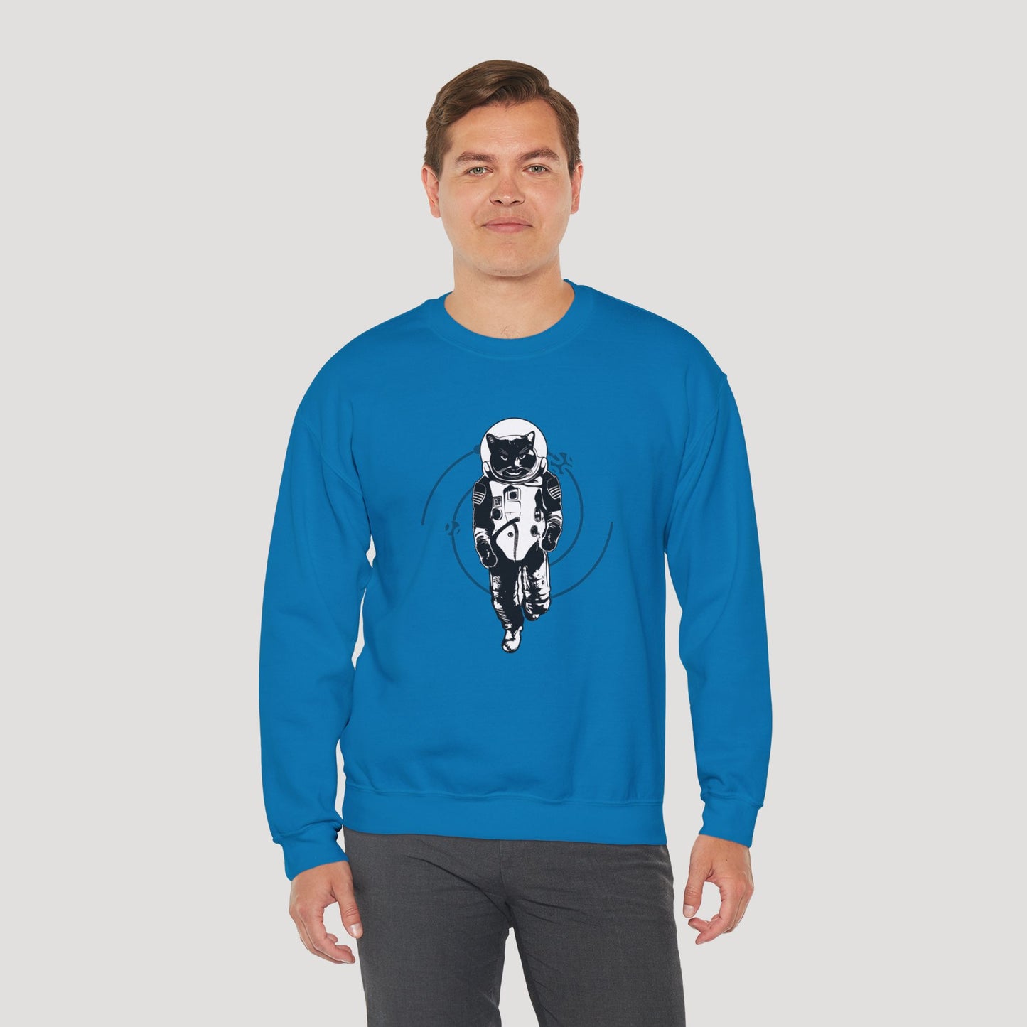 Astronaut Cat Unisex Heavy Blend™ Crewneck Sweatshirt - Cosmic Vibe Apparel