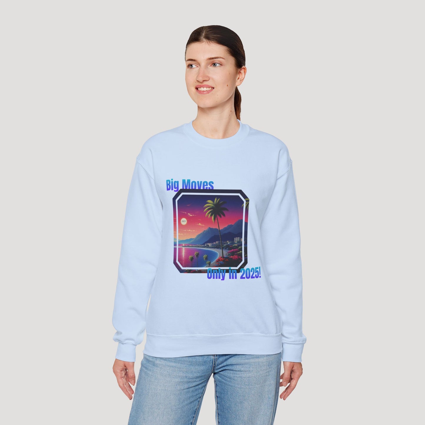 Big Moves 2025 Unisex Crewneck Sweatshirt - Retro Coastal Vibes